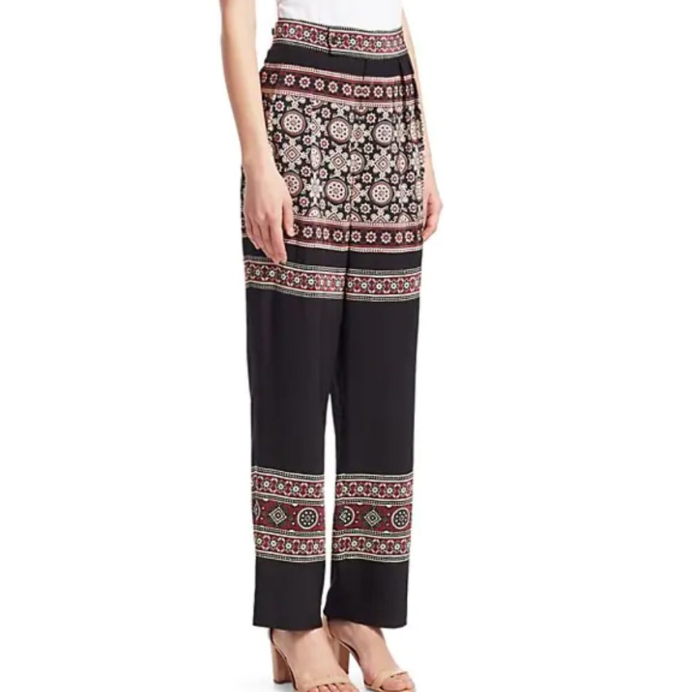 NEW Sea Women Silk Blend Geometric Mandala Brick Palazzo Wide Leg Long Pants - Picture 1 of 8
